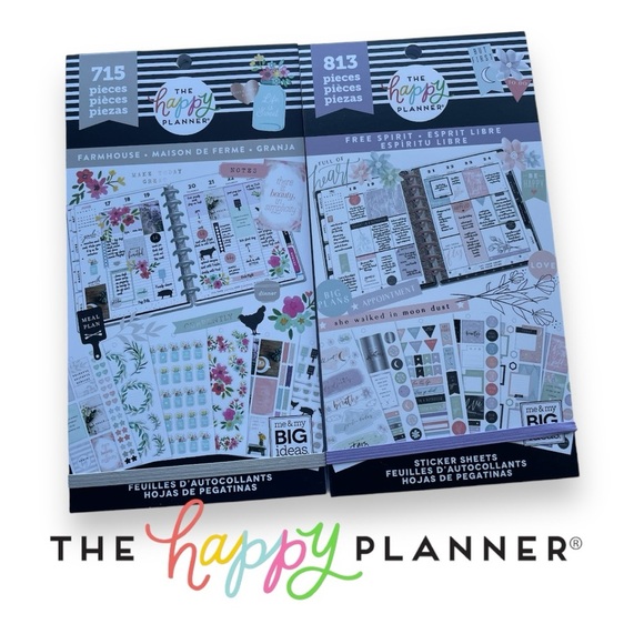2 Books Happy Planner Stickers  FARMHOUSE 715 Pieces FREE SPIRIT 813 Piec… - Picture 1 of 6